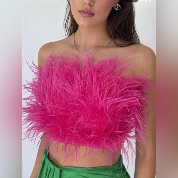 Tops | Feather Bustier Tube Top | Poshmark